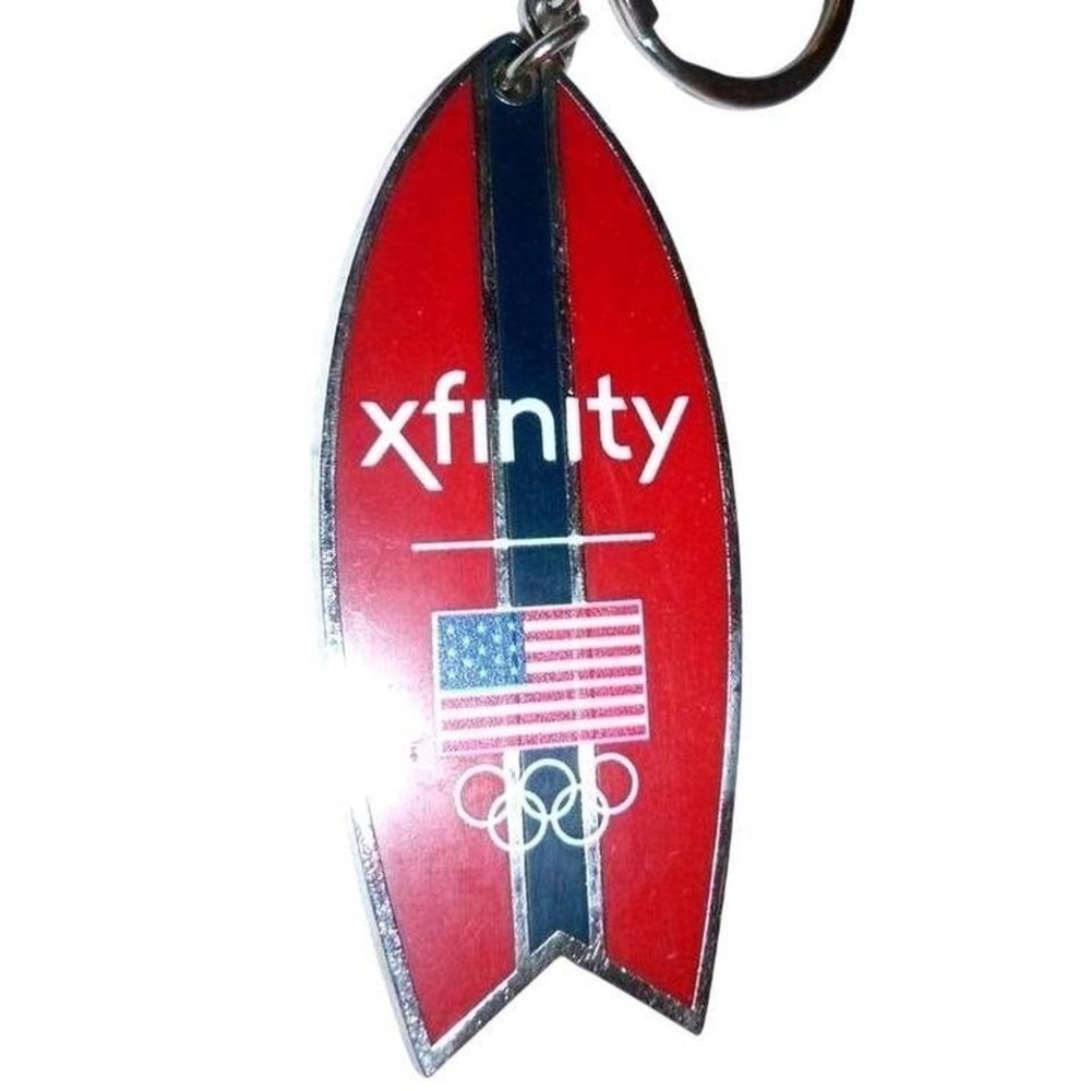 Xfinity‎ Team USA Olympics Surfboard Keychain Bottle Opener Red White Blue Metal